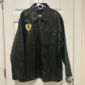Lobi Lobi Black Genuine Leather Full Zip Lined Jacket 2XL Black Scuderia Ferrari